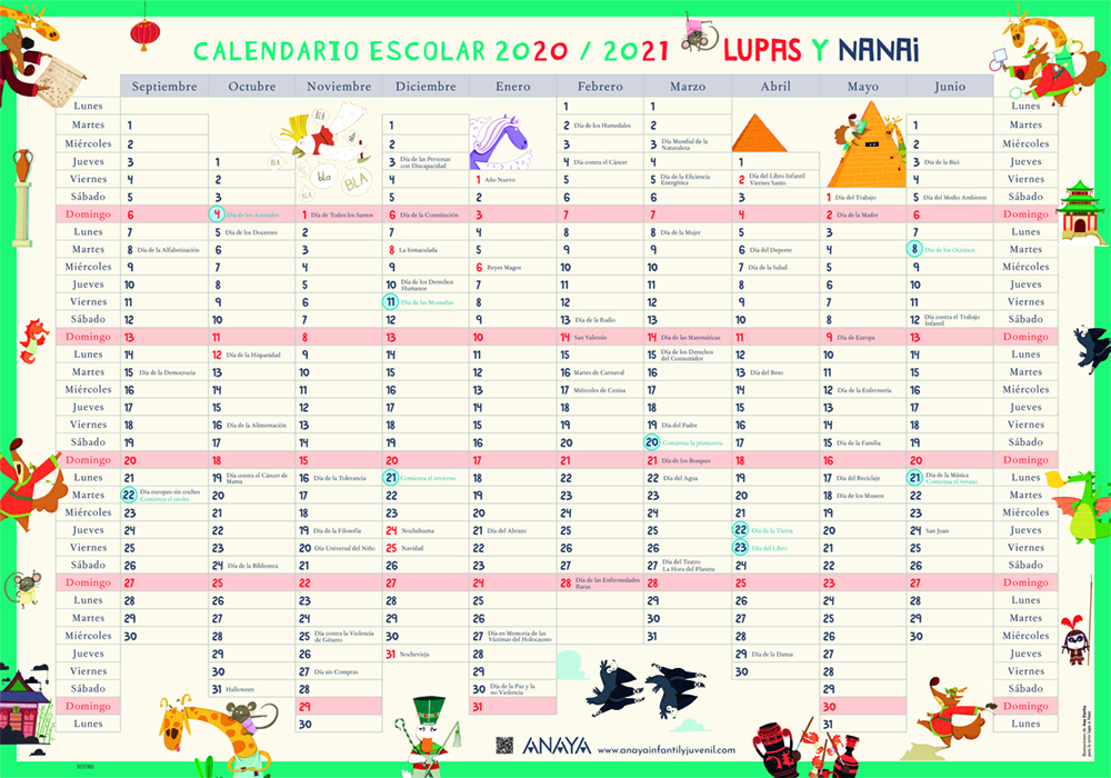 Descarga el calendario escolar 2020/2021
